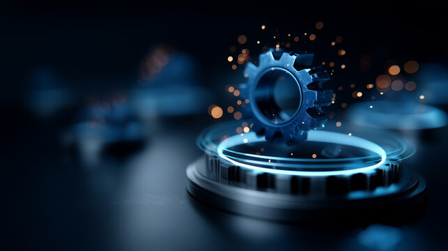 Workflow automation artificial intelligence software interface defocused digital background nodes triggers data tool dashboard coding icon flow process technology 3D rendering