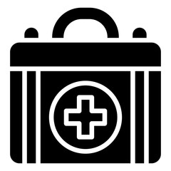 First Aid Kit Glyph Black Silhouette Icon Design Vector - medical first aid box symbolizing emergency care, safety, and preparedness