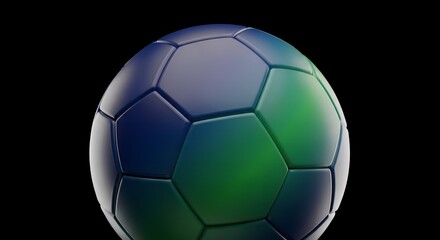 Fototapeta premium Soccer ball with blue and green gradient global illustration
