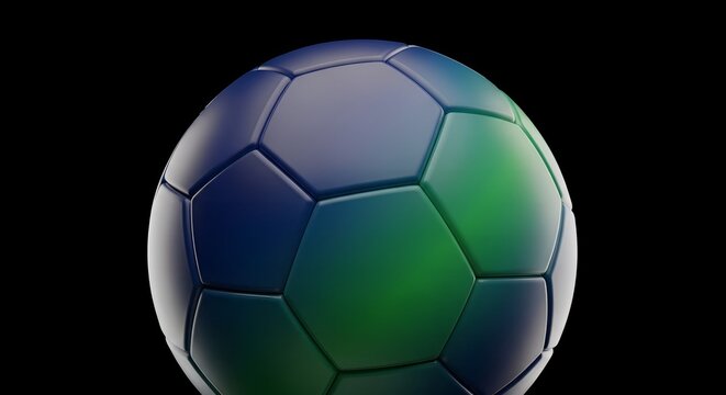 Soccer ball with blue and green gradient global illustration