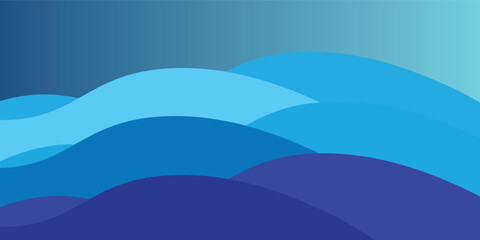 This vibrant abstract image features layered, flowing blue waves in various shades, creating a tranquil and dynamic visual effect.