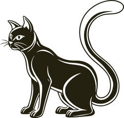 Obraz premium Black Cat Sitting Silhouette with Tail Up feline animal