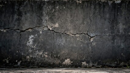 Heavily textured dark gray concrete surface displays a significant horizontal fracture line.