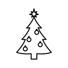 Simple Decorated Fir Outline Holiday Evergreen with Star Topper