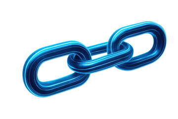 Blue metal chain symbolizing connection, partnership, and a strong link in blockchain or networking technology