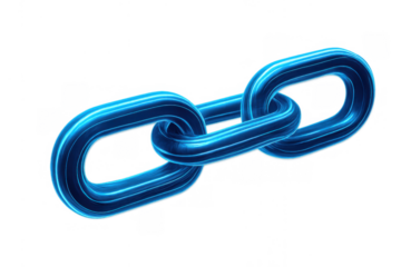 Blue metal chain symbolizing connection, partnership, and a strong link in blockchain or networking technology