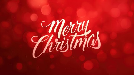 Merry Christmas greeting with elegant script on a festive red background