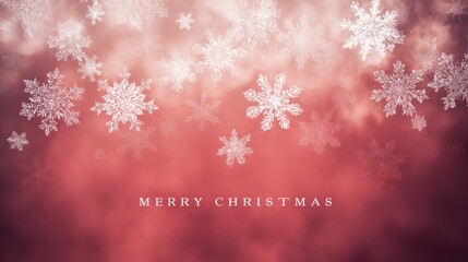 Festive Christmas background with snowflakes and Merry Christmas text
