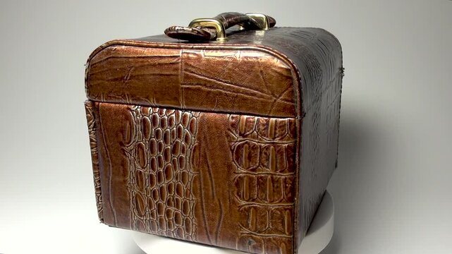 An old suitcase made to look like lizard skin