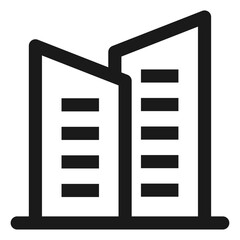 Modern twin building icon – urban architecture, corporate towers, city office complex
