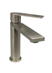 modern silver faucet isolated on white background