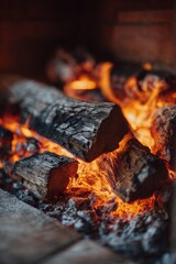 Aesthetic Stack of Cut Firewood Logs, Warm and Rustic Winter Atmosphere