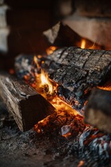 Aesthetic Stack of Cut Firewood Logs, Warm and Rustic Winter Atmosphere