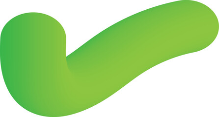 Abstract smooth gradient green checkmark shape or swoosh graphic design element
