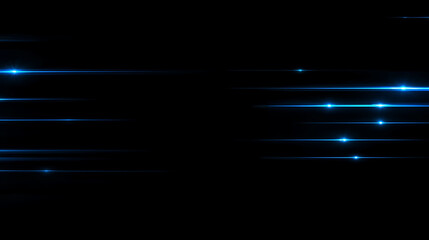 Abstract blue light trails on black background representing speed and technology innovation