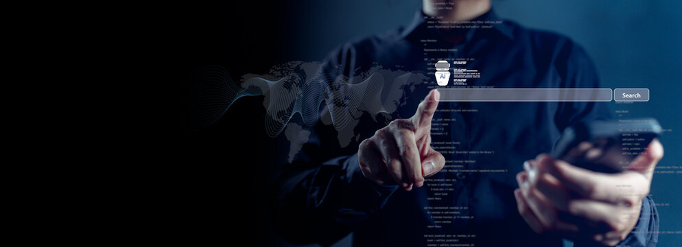 AI search engine powered by artificial intelligence processes datum through smart query function, machine learning online operation builds interface response for prompt issue resolution.