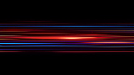 Abstract motion blur with bright red and blue light trails on a black background for futuristic concept