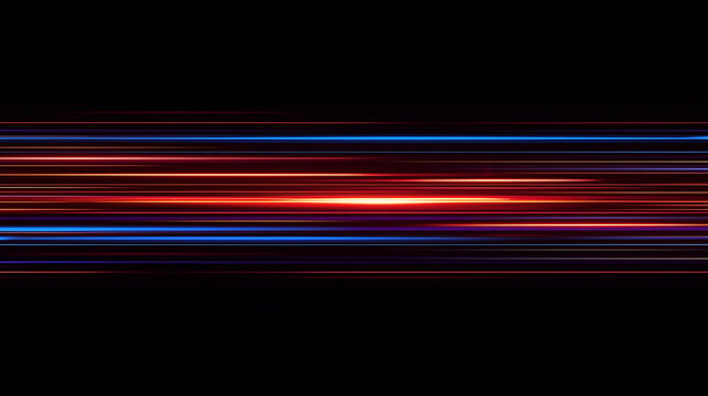Abstract motion blur with bright red and blue light trails on a black background for futuristic concept - Powered by Adobe