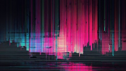 Abstract digital art showcasing vertical lines of vibrant colors, with reflections