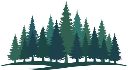 Fototapeta premium Stylized Silhouette of Evergreen Forest Trees Cluster for Nature Design