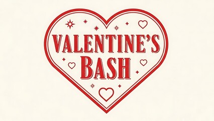 Valentines bash red heart stamp design with stars and small hearts