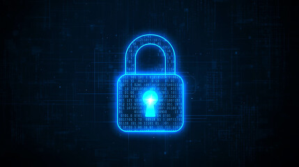 Cybersecurity concept digital lock with glowing interface protecting data privacy in modern world