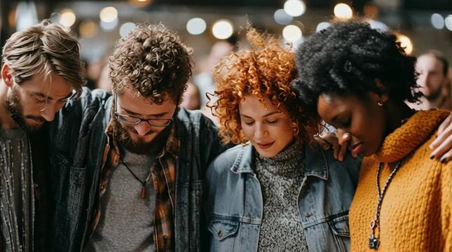 Group Standing in Prayer Circle