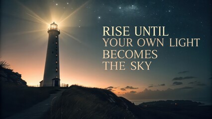 A lighthouse beaming hope against a starry night sky