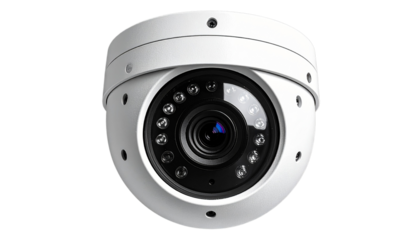 Modern security camera mounted on wall isolated on black background, Isolated On White Background, Png Transparent