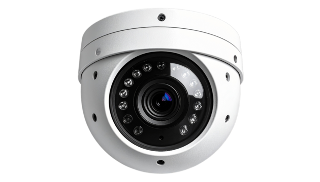 Modern security camera mounted on wall isolated on black background, Isolated On White Background, Png Transparent