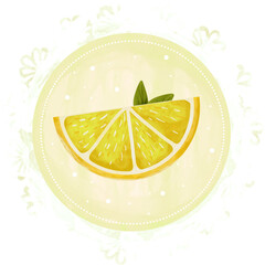 Yellow Citrus Slice Lace Label Illustration