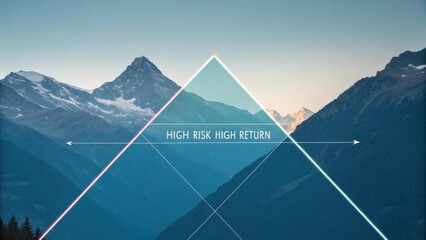 Abstract geometric diagram overlaid on a mountain landscape