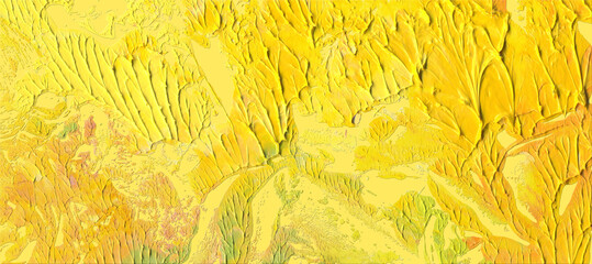 Yellow oil paint brush strokes texture for abstract background