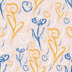 Seamless floral and floral pattern on a light background.Items for clothing, fabric, stationery, wrapping paper, wedding invitations, postcards, web design, etc.