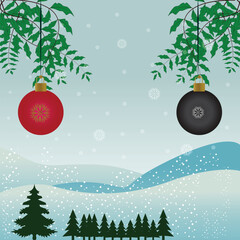 Christmas Ornaments in a Serene Winter Wonderland