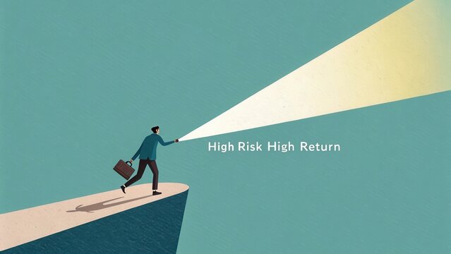 Businessman holding a bright light showing opportunity over the edge