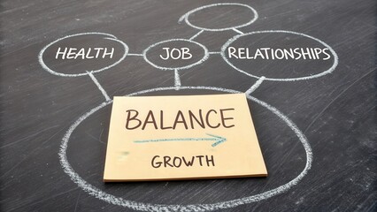 Chalk drawing of life balance concepts and interconnected circles