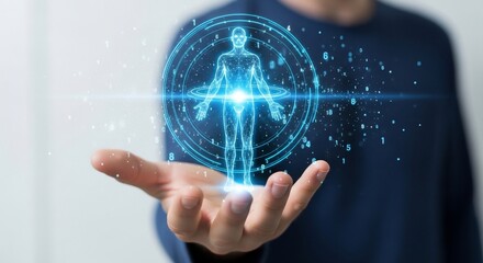 Holographic Human Body Scan in Hand - Future of Medicine.