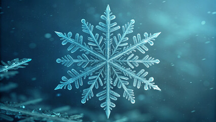 Winter Snowflake Made From Frosted Glass Geometry