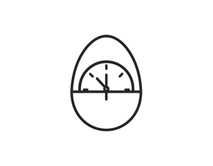 An egg-shaped timer icon with a clock face inside, depicted in a minimalist line art style