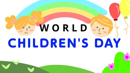 World Children’s Day banner or poster. Playful flat illustration expressing happiness, hope, creativity, and togetherness