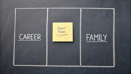 Chalkboard Illustration Showing Career and Family in Equal Frames