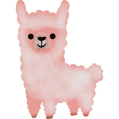 Naklejka premium Cute Fluffy Pink Llama Illustration