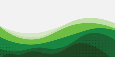 Abstract White and Green wave wide background banner