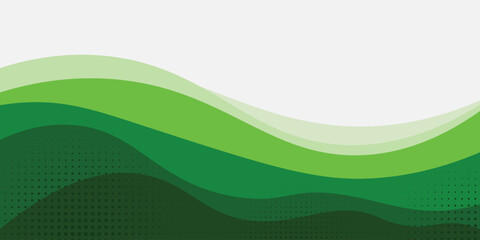 Abstract White and Green wave wide background banner