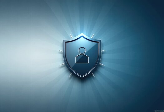 Blue shield icon with user profile
