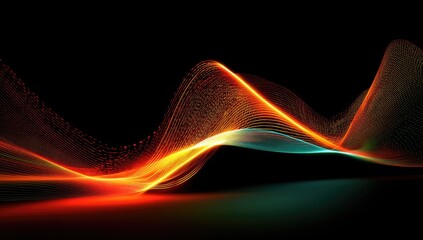 Abstract wavy lines emitting light against a black background, representing energy flow