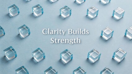 Clear Glass Cubes in Symmetric Pattern with Inspiring Quote