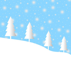 christmas background with trees and snowflakes hand drawn illustration 