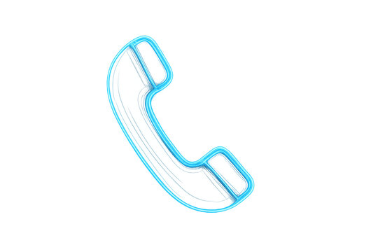 Phone receiver neon glowing light icon illustrating customer service, contact, communication, and support concepts